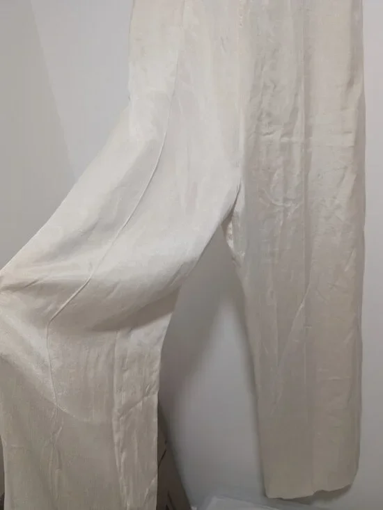 Zara | Strapless Lyocell Wide Leg Romper In Champagne - Picture 6 of 14